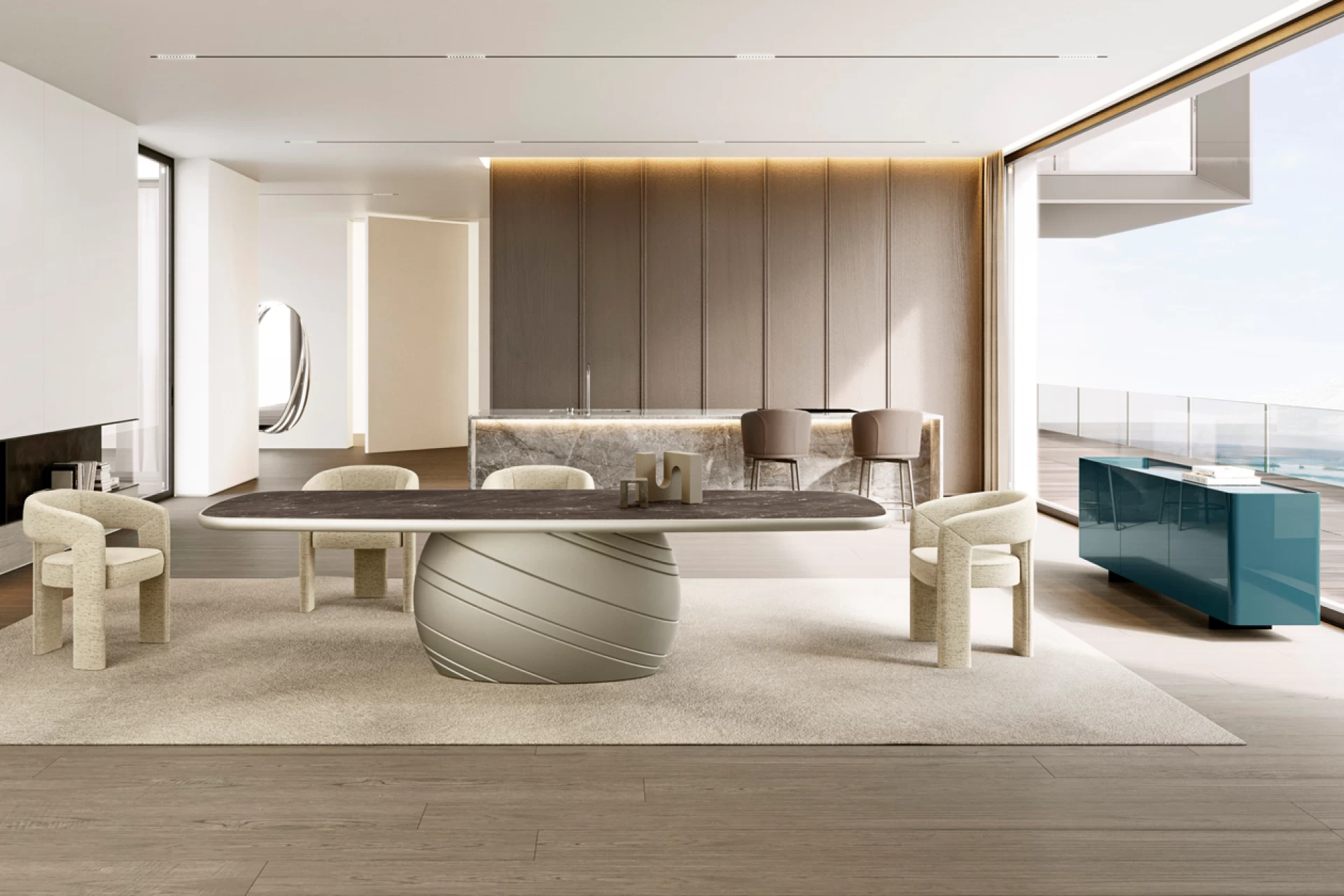 Giove Table with Ceramic King Top